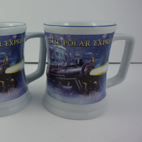 Pair of Polar Express Mugs, Heavy Ceramic, Embossed Design, LIKE NEW Condition - Picture 3 of 10